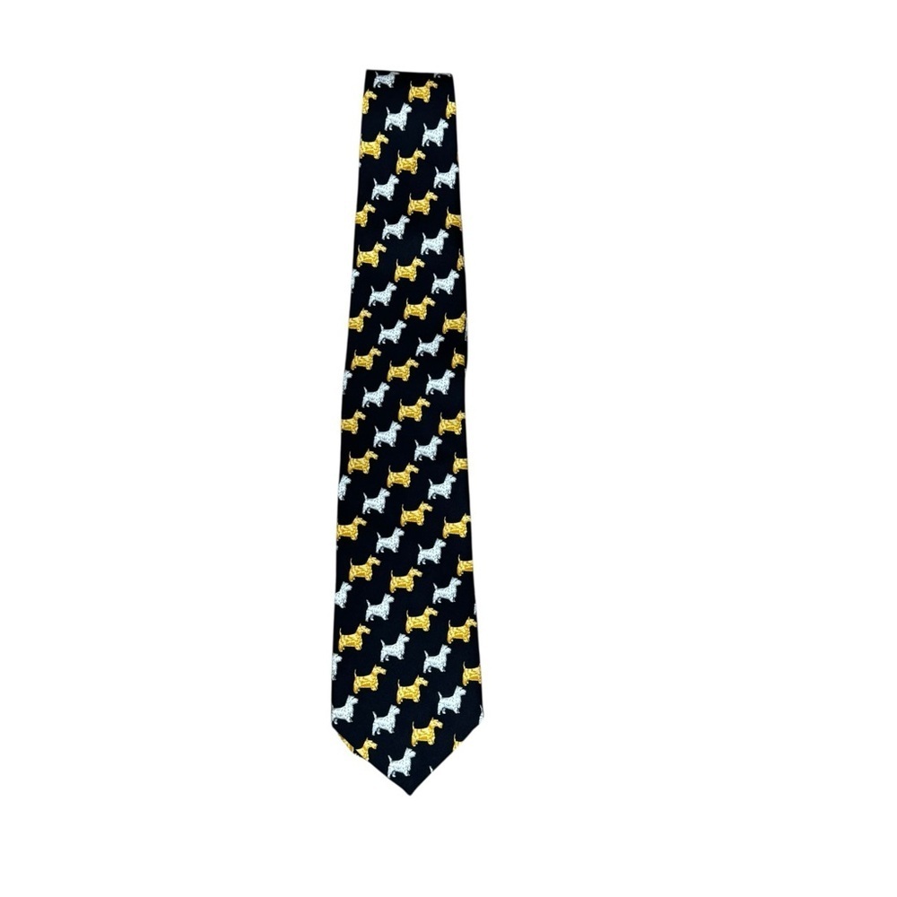 Hemley of Germany Silk Scottie Dog Tie Black and Gold